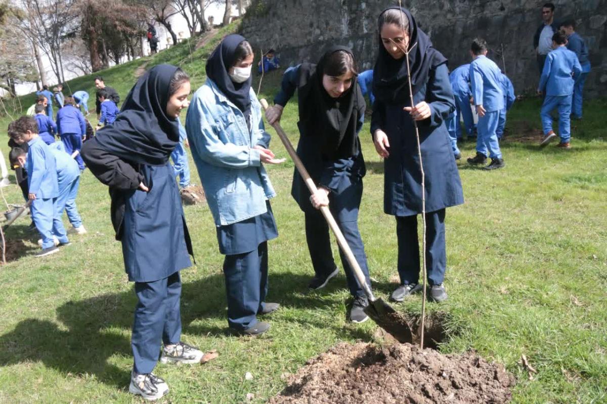 پارک آلاله 4 - کاشت نهال توسط دانش آموزان در روز درختکاری